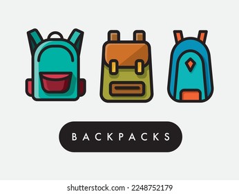 Vector backpack icon illustration flat design