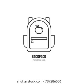 Vector backpack icon in trendy linear style isolated on white background