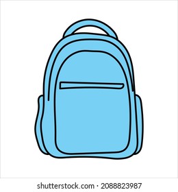 Vector backpacks hand drawn in doodle style, isolated on white background.