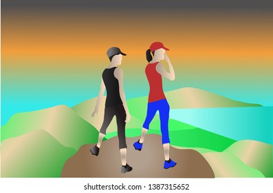vector backpakker template adventure and see beautiful and extraordinary scenery.