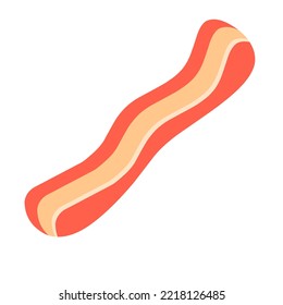 Vector bacon on a white background. Raw bacon and roast beef. Great for fast food menus, meat products.