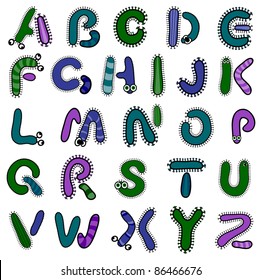 Vector bacterium alphabet on a white background