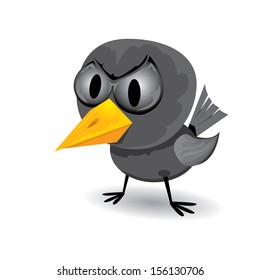 vector bad angry black raven bird. 