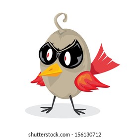 vector bad angry grey sparrow bird. 