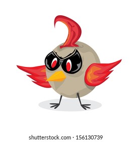 vector bad angry grey sparrow bird. 