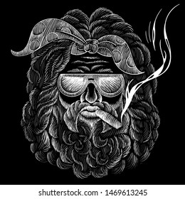 The Vector Bad biker Santa Claus with beard for T-shirt design or outwear.