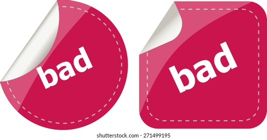 vector bad word on stickers button set, label