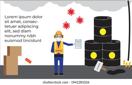 A vector of bad work place and poor safety condition at warehouse storage area