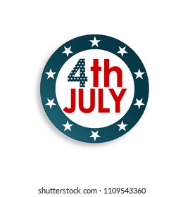 Vector badge 4th of July isolated on white background.Happy American Independence Day.