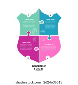 Vector badge arrows puzzle infographic, cycle diagram, presentation chart. Business concept with 4 options, parts, steps, processes. Vector Eps