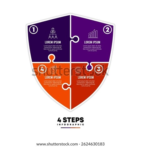 Vector badge arrows puzzle infographic, cycle diagram, presentation chart. Business concept with 4 options, parts, steps, processes. Vector Eps
