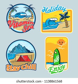 Vector badge collection of beach vacation.