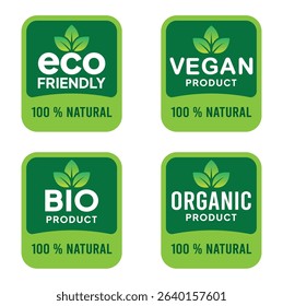 Vector Badge Collection of Eco-Friendly and Organic Food – Natural and Vegetarian Stamp Icons