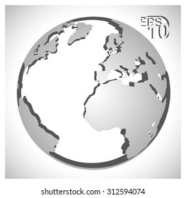 Vector badge of convex globe. Grey tones.Eps 10.