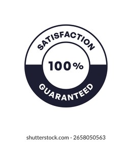 Diseño de insignia de Vector con sello circular 100 por ciento de satisfacción garantizada en estilo monocromo audaz