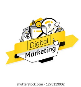 Vector badge design of digital marketing concept.