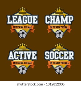 vector of badge design with sport wording and soccer