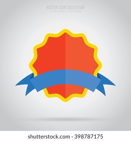 Vector badge icon. Guaranteed sticker, best seller label, sale template or award medal ready for design illustration. Blank vector starburst or sunburst badge icon isolated on white background.
