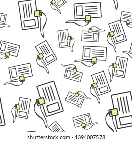 Vector badge icon. Identification card of a person. Business Forum seamless pattern on a white background. Layers grouped for easy editing illustration. For your design.