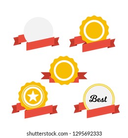 Vector badge, labels and ribbons retro emblems set