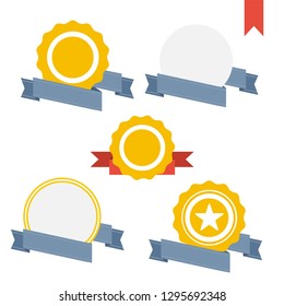 Vector badge, labels and ribbons retro emblems set