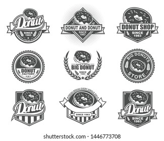 Vector badge logo collection set for donut cafe 