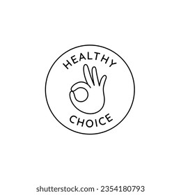 Vector  badge and logo design template for healthy food packaging - dietary and organic products, healthy choice