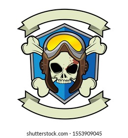 Vector badge logo template design with Crossbones theme
