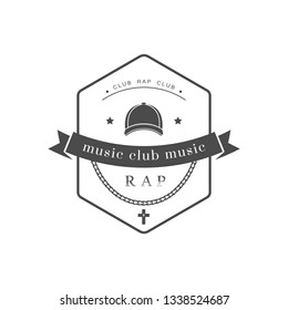 Vector badge of rap music. Logotype for printing, t-shirts, festival and parties.