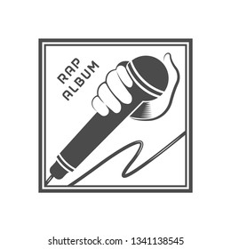 Vector badge of recording studio rap music. Logotype for rap album.