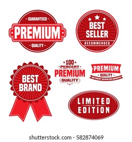 vector of badge and ribbon with red color