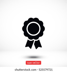 Vector badge with ribbons . 