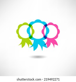 Vector badge with ribbons icon