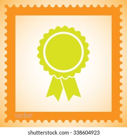 Vector badge with ribbons icon