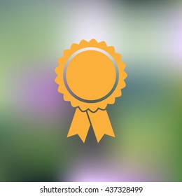 Vector badge with ribbons icon