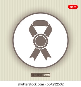 Vector badge with ribbons icon