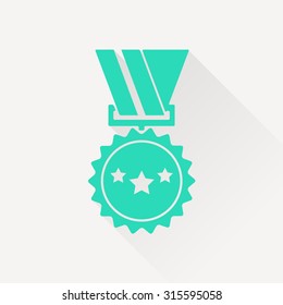 Vector badge with ribbons icon on white background, vector illustration