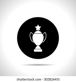 Vector badge with ribbons and stars icon on white background, vector illustration