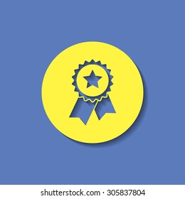 Vector badge with ribbons and stars icon, vector illustration