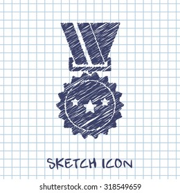 Vector badge with ribbons and stars icon, vector illustration