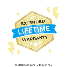 Vector badge showcasing an Extended Lifetime Warranty, perfect for products offering superior quality assurance and long-term customer satisfaction