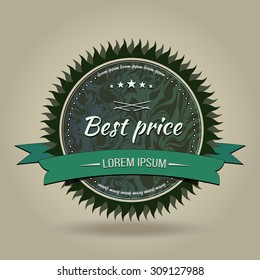 Vector badge template for your design. Background with abstract painted waves. Unique handmade marble texture.