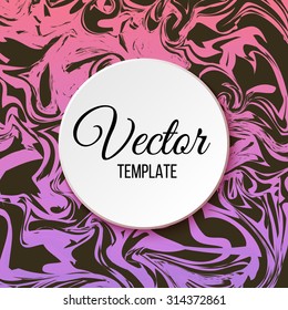 Vector badge template for your design. Background with abstract painted waves. Unique handmade marble texture