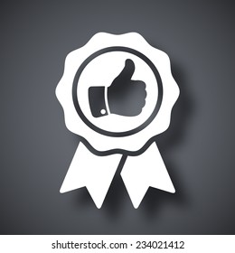 Vector badge with thumbs up icon