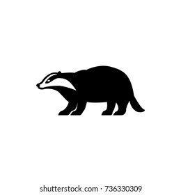 Vector badger silhouette view side for retro logos, emblems, badges, labels template vintage design element. Isolated on white background