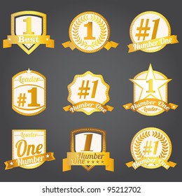 Vector badges, certificates and seal icons. Number One.