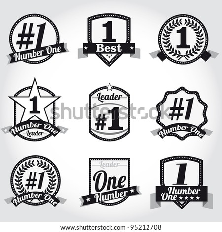 Vector badges, certificates and seal icons. Number One.