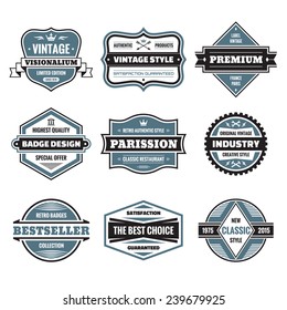 Vector badges collection. Graphic vintage logos set. Retro labels. Design elements.