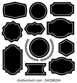 Vector badges, emblems and insignias shapes set. Stylish logo design templates and elements. Isolated on white background.