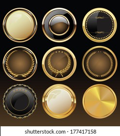 Vector Badges of Gold and black Seal Set